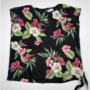 Iolani Hawaiian Top Shirt Blouse Vintage Island Vacation Summer Tropical Floral